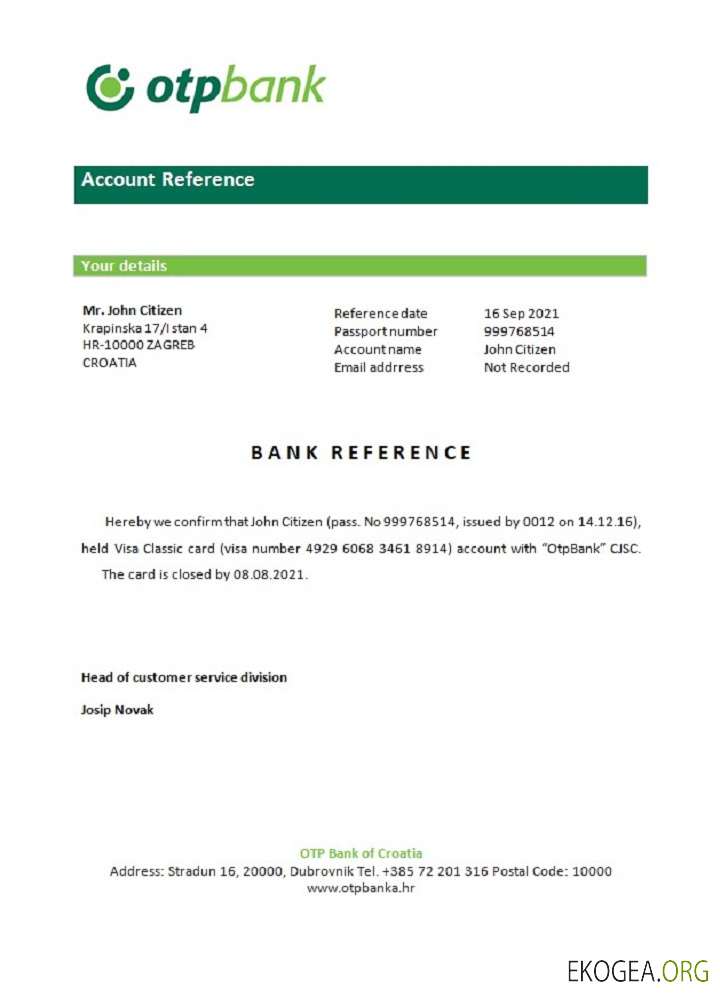 Référence Croatia , Otpbank , closure